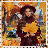 Herbstliche Frau mit Hut