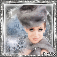 Belle Dame en hiver GIF animado