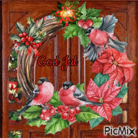 Merry Christmas. Door wreath Christmas - Besplatni animirani GIF