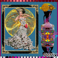 Portrait Woman Colors Deco Glitter Glamour animoitu GIF