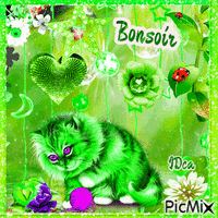 Bonsoir les chatons //  u  fd vert coccinelle soave animasyonlu GIF