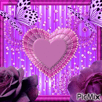 Les papillons et fleurs violettes - GIF animasi gratis