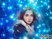 femme en bleu - Free animated GIF