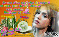 un joli visage § Brins de muguet et rose - Kdo § Porte-bonheur. animovaný GIF