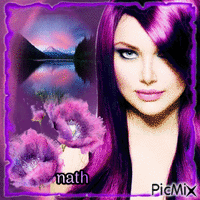 Woman hair purple GIF animé