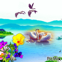 На озере. animovaný GIF