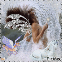 reina del mar.el unicornio y caballo alado - Darmowy animowany GIF