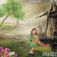 La fillette et les moulins par BBM Animated GIF
