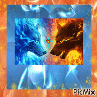 fire/ice wolves cross - Zdarma animovaný GIF