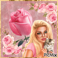 Contest........Girl with pink roses
