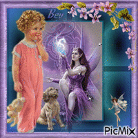 child and fairy animovaný GIF