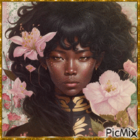 portrait femme fleuries - GIF animé gratuit