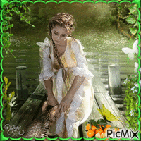 femme dans la rivière - Free animated GIF