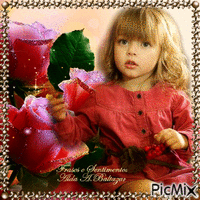 A criança e as rosas animerad GIF