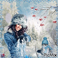 femme en hiver - Gratis animerad GIF