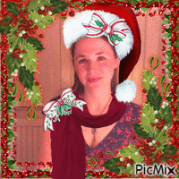 Christmas Holly Self Portrait - GIF animé gratuit