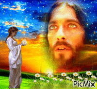 jesus  and woman GIF animado
