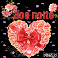 boa noite coração de rosas animirani GIF
