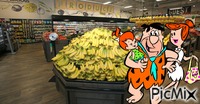 Fred, Wilma and Pebbles at the fruitmarket animovaný GIF