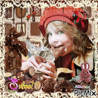 A little girl who loves chocolate - GIF animé gratuit