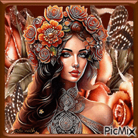 Femme avec des fleurs..concours - GIF animé gratuit
