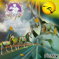 picaso y unicornios animovaný GIF