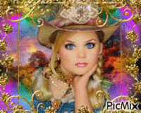 jeune fille cowgirl Animiertes GIF
