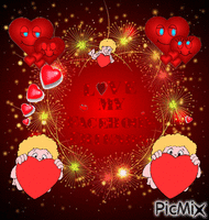 I LOVE MY FACEBOOK FRIENDS, LIGHTS, HEARTS, 3 LITTLE BOYS SWINGING WITH HEARTS., Animated GIF