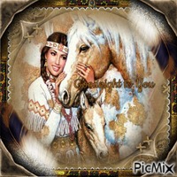 Native Indian and Horse Goodnight-RM-01-20-23 - Безплатен анимиран GIF
