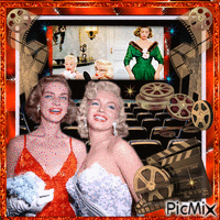 Marilyn Monroe & Lauren Bacall, Actrices américaines geanimeerde GIF