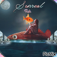 SURREAL FISH ART анимиран GIF