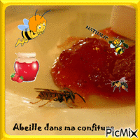 J'ai trouvé une abeille dans ma confiture анимирани ГИФ