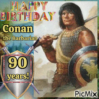 Happy 90th Birthday Conan the Barbarian animerad GIF