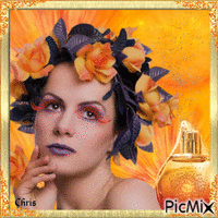 Girl with flowers in her hair - GIF animate gratis
