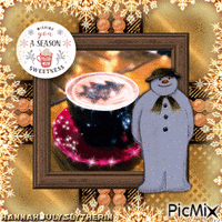 {(The Snowman and a Coffee)} - GIF animé gratuit