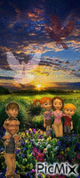 Familia en el campo animovaný GIF