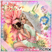 woman in pastels - Free animated GIF