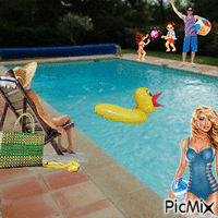 Moment de détente à la piscine - GIF animasi gratis