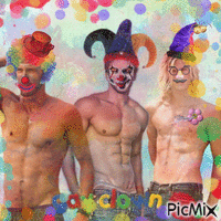 watercolor clowns - GIF animé gratuit
