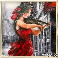 Femme et la musique - Бесплатный анимированный гифка