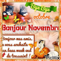 Au revoir Octobre, Bonjour Novembre - Ücretsiz animasyonlu GIF