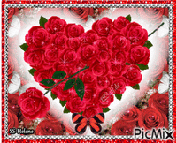A heart full of roses. Animated GIF