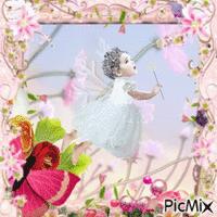 Child & Spring flowers - Free animated GIF