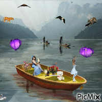 Hồ trên Núi và Giai Nhân animasyonlu GIF