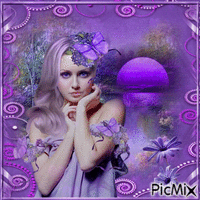 Fille avec fond violet - Free animated GIF