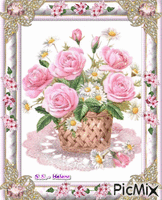 Basket with roses. animasyonlu GIF
