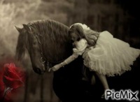 La fille et son cheval - Ingyenes animált GIF