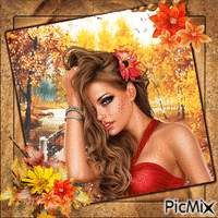 Autumn woman κινούμενο GIF