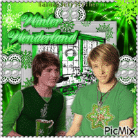 Gregg Sulkin & Sterling Knight - Green & White Winter - Bezmaksas animēts GIF