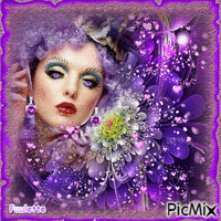 portrait de femme en violet - GIF animado gratis